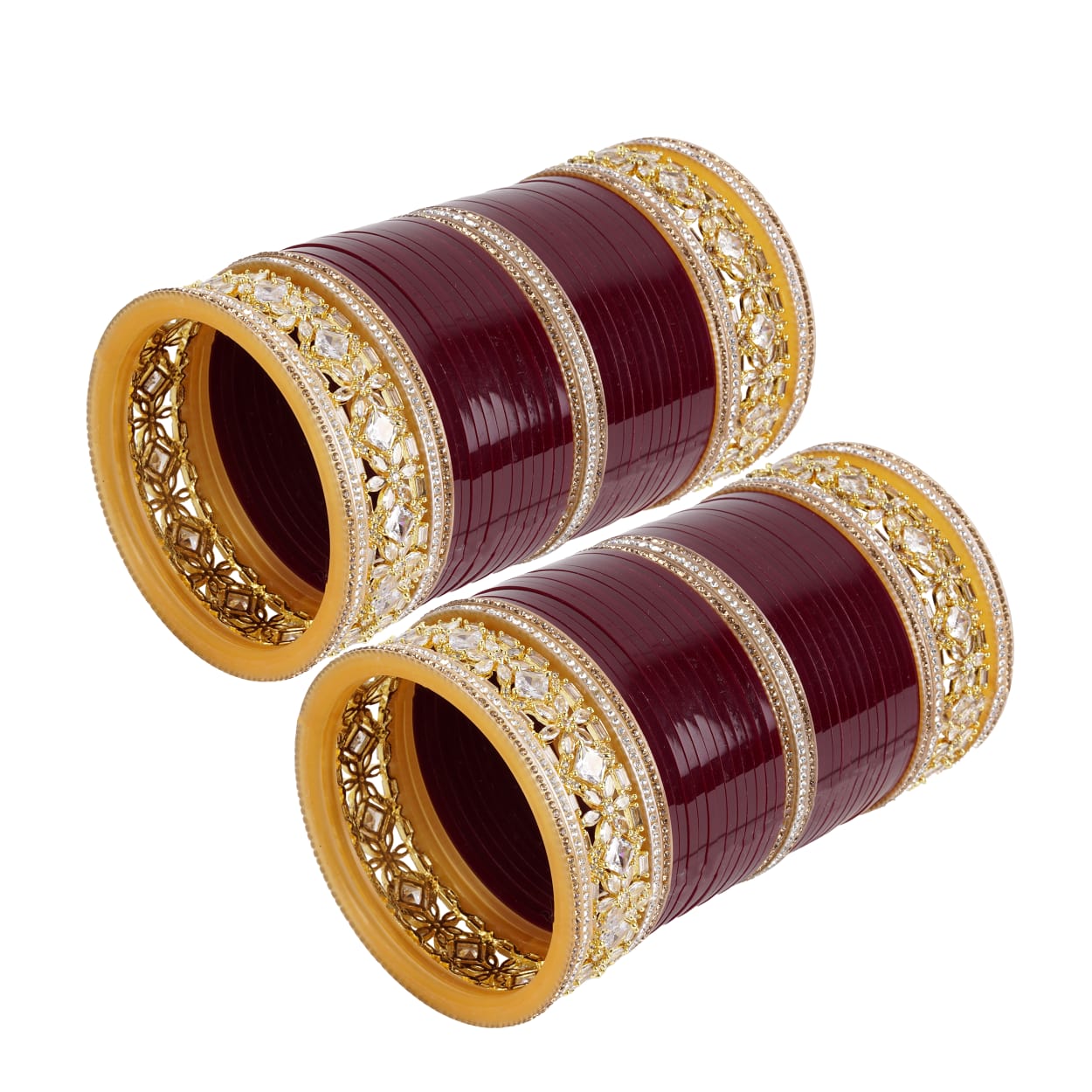 Antique bridal bangles with large reverse AD tuned