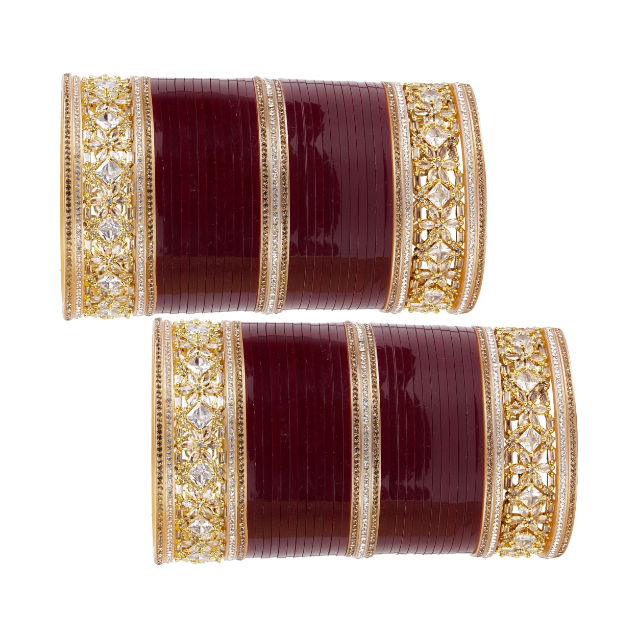 Antique bridal bangles with large reverse AD tuned