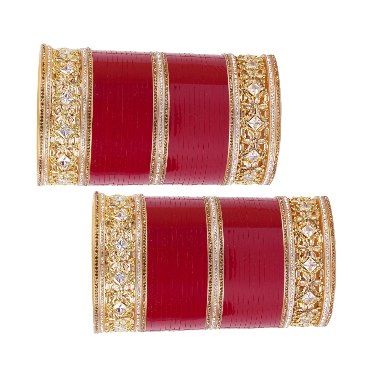 Antique bridal bangles with large reverse AD tuned