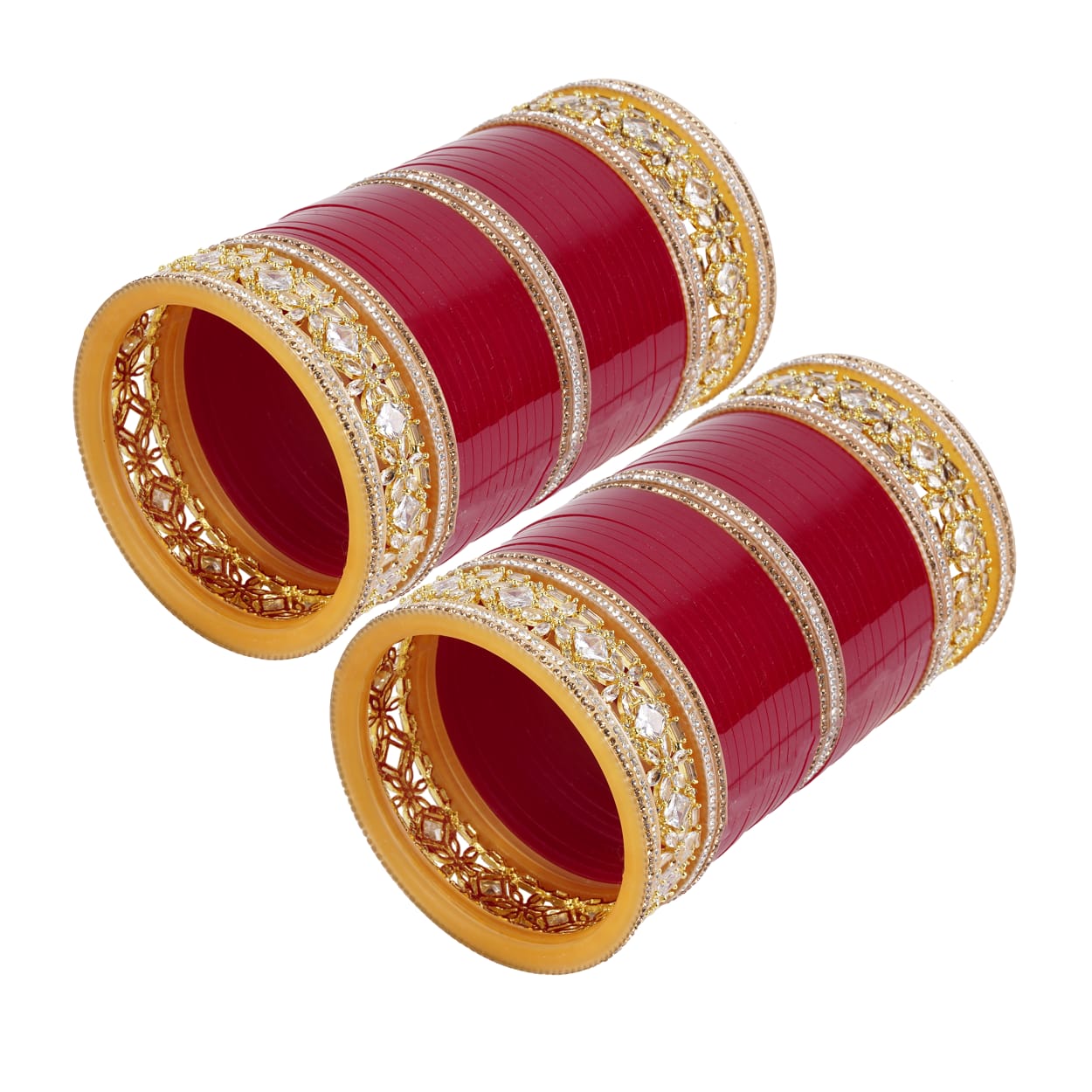 Antique bridal bangles with large reverse AD tuned