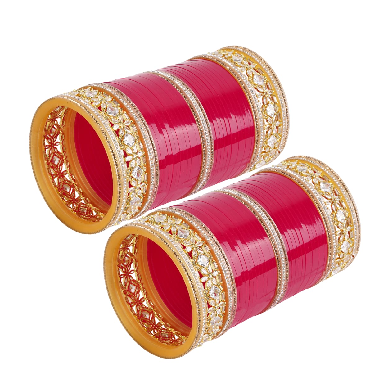 Antique bridal bangles with large reverse AD tuned