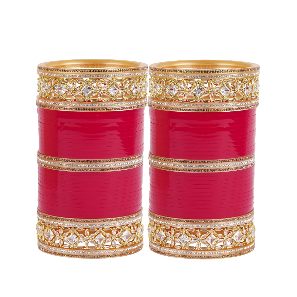 Antique bridal bangles with large reverse AD tuned