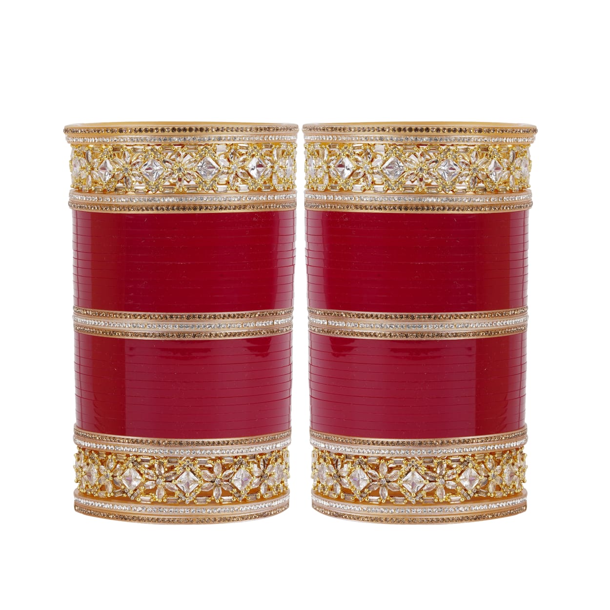 Antique bridal bangles with large reverse AD tuned