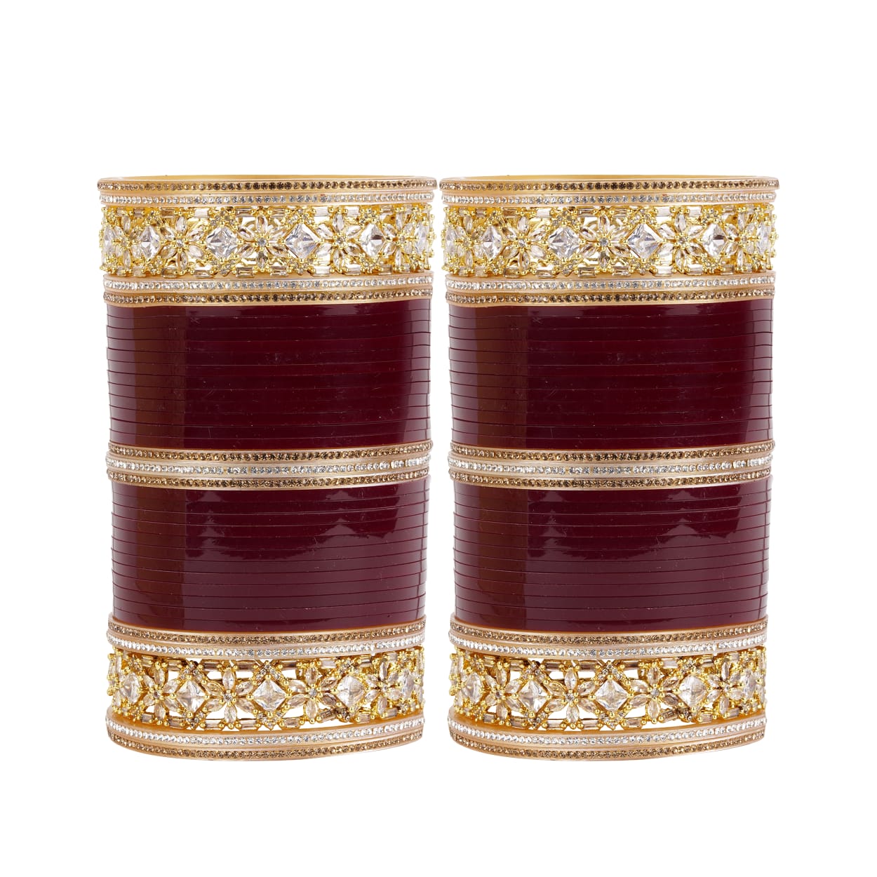 Antique bridal bangles with large reverse AD tuned