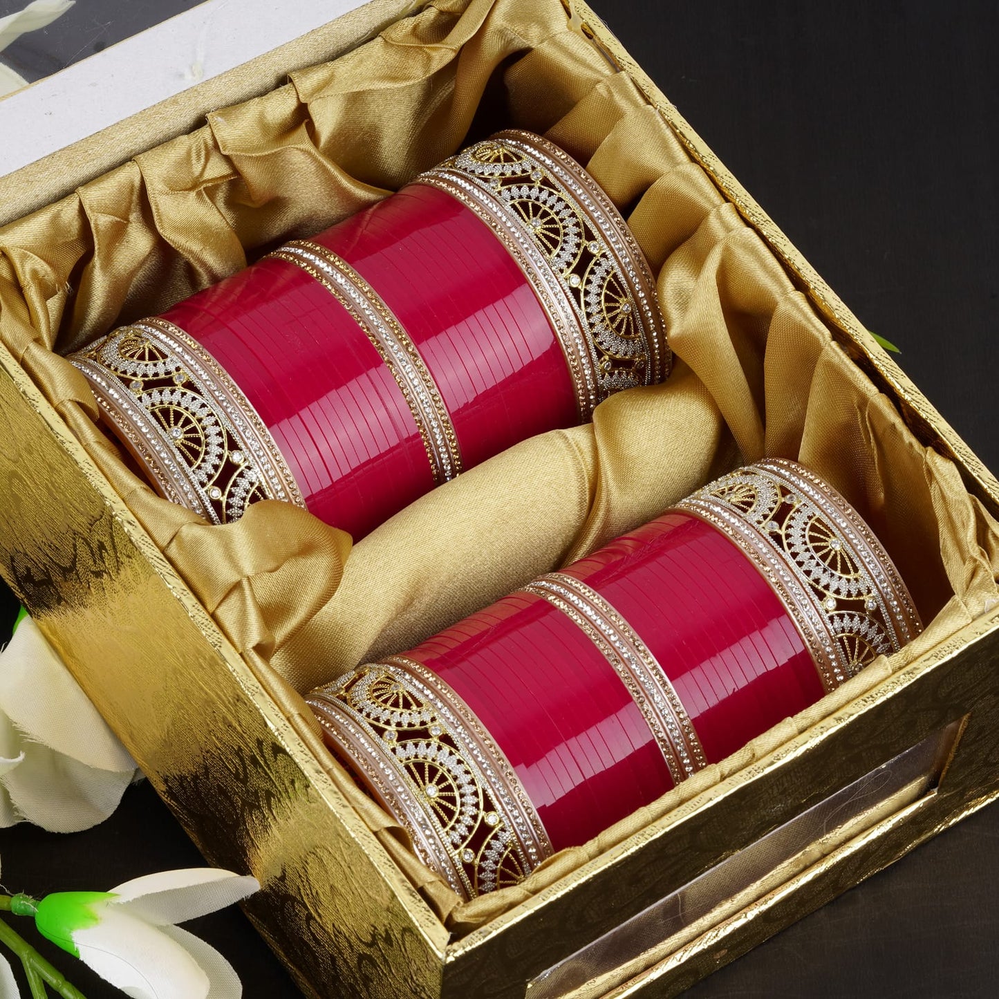 Bridal Chura with semicircle designed AD