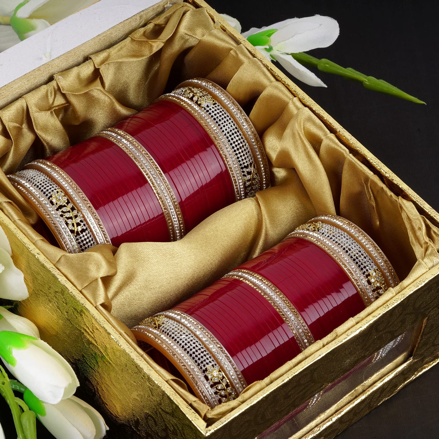 Traditional Bridal bangles with AD Kada