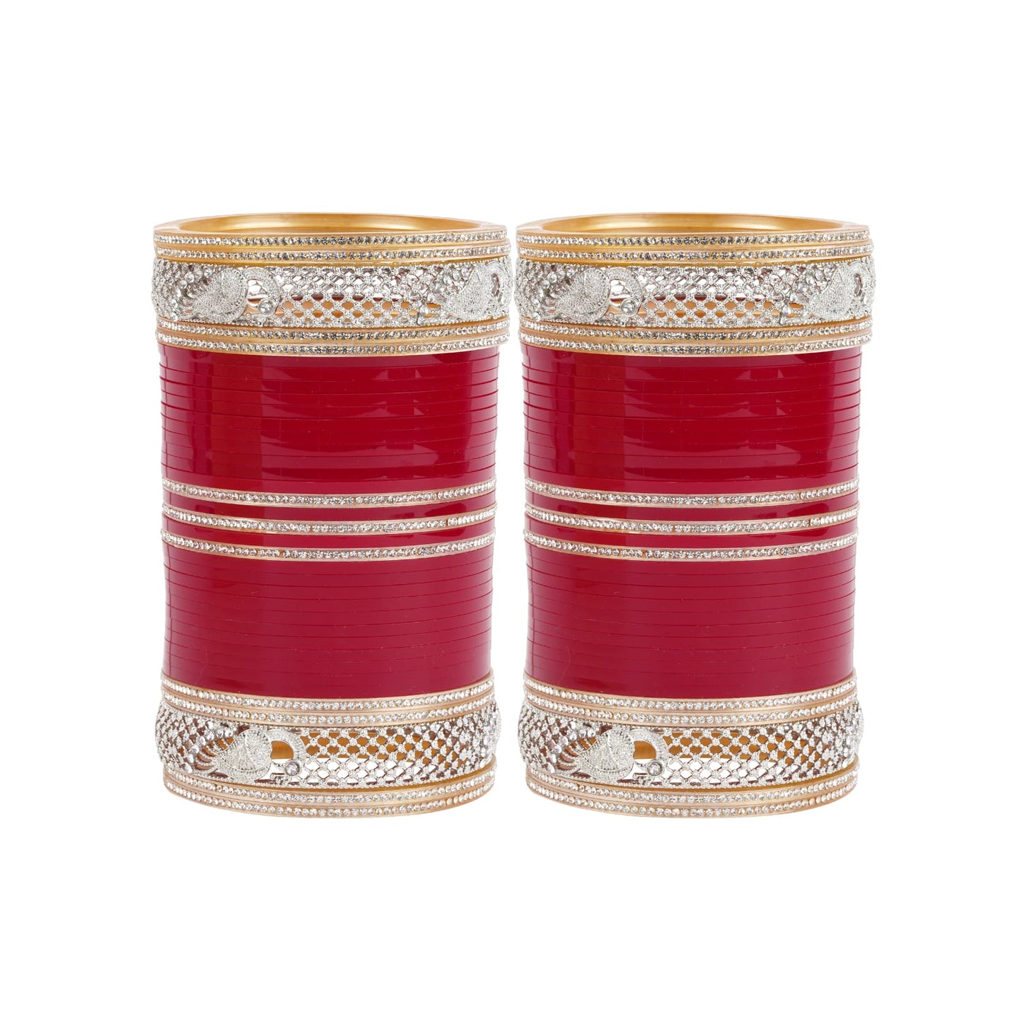 Stylish Bangles for bride with AD tuned Peacock shape