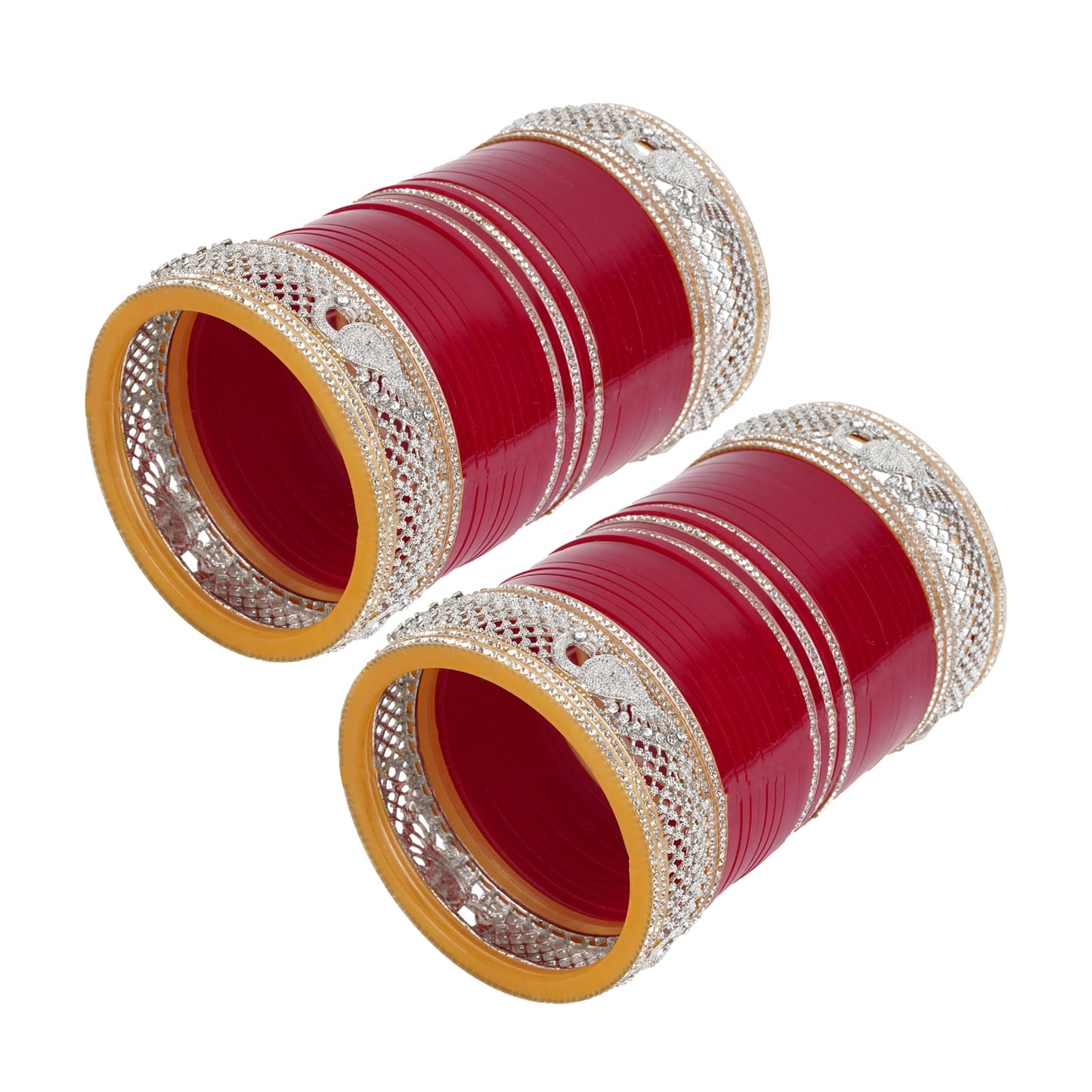 Stylish Bangles for bride with AD tuned Peacock shape