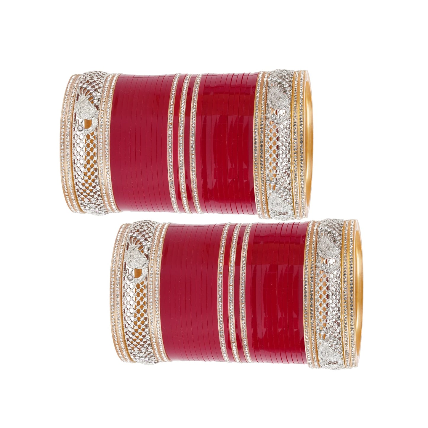 Stylish Bangles for bride with AD tuned Peacock shape