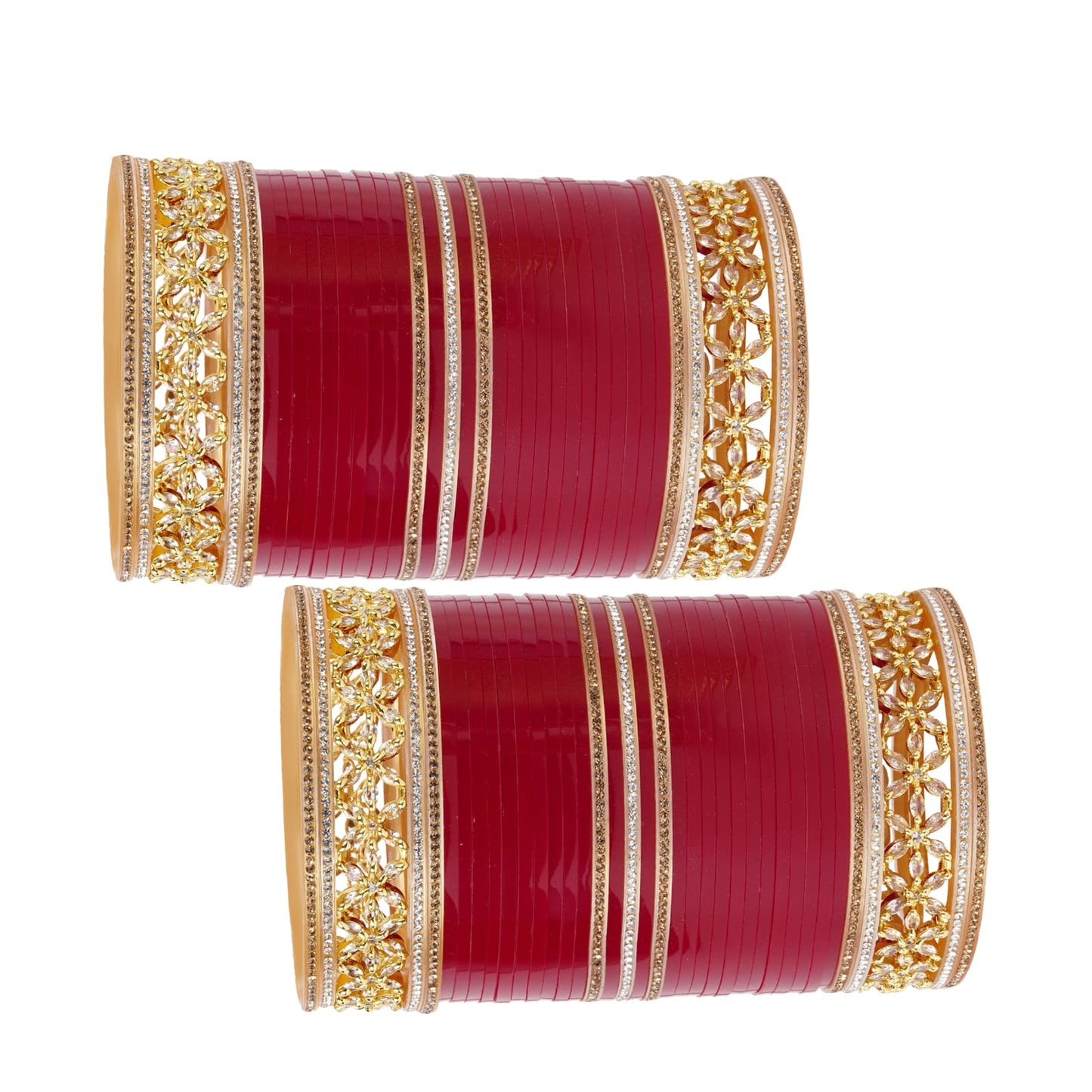 Premium Bridal Bangles with Flowers AD tuned