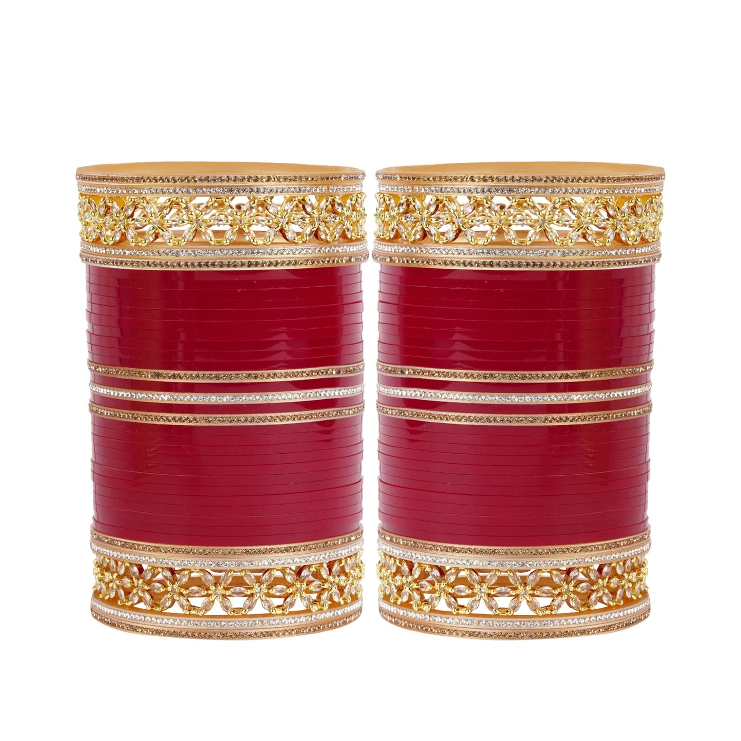 Premium Bridal Bangles with Flowers AD tuned
