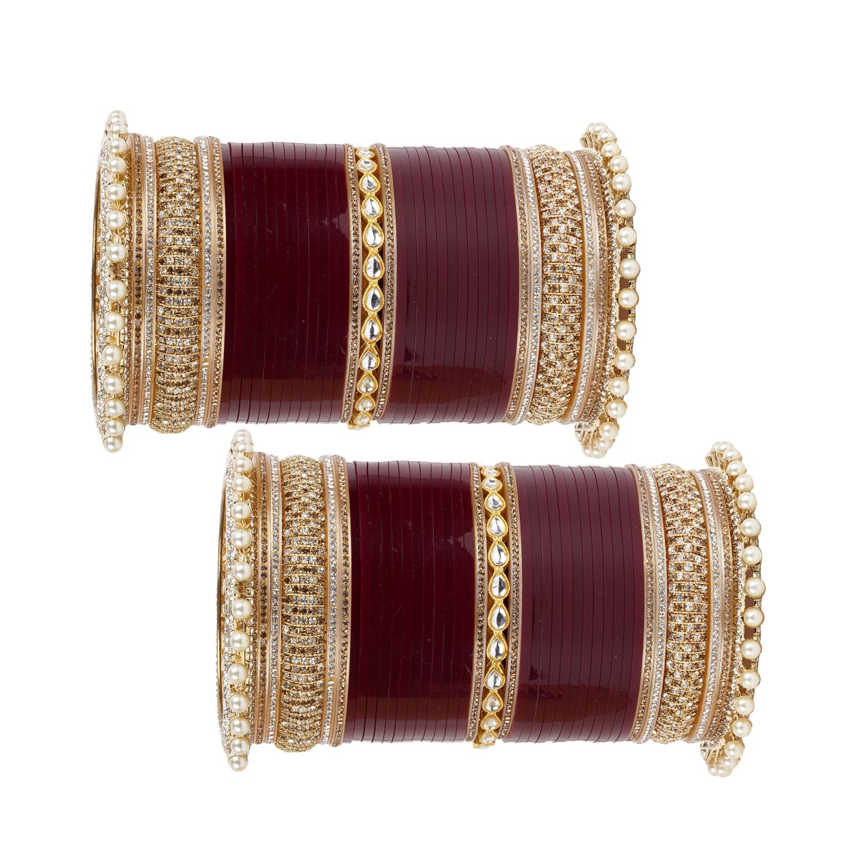 Archu bangles with double Kundan pearls