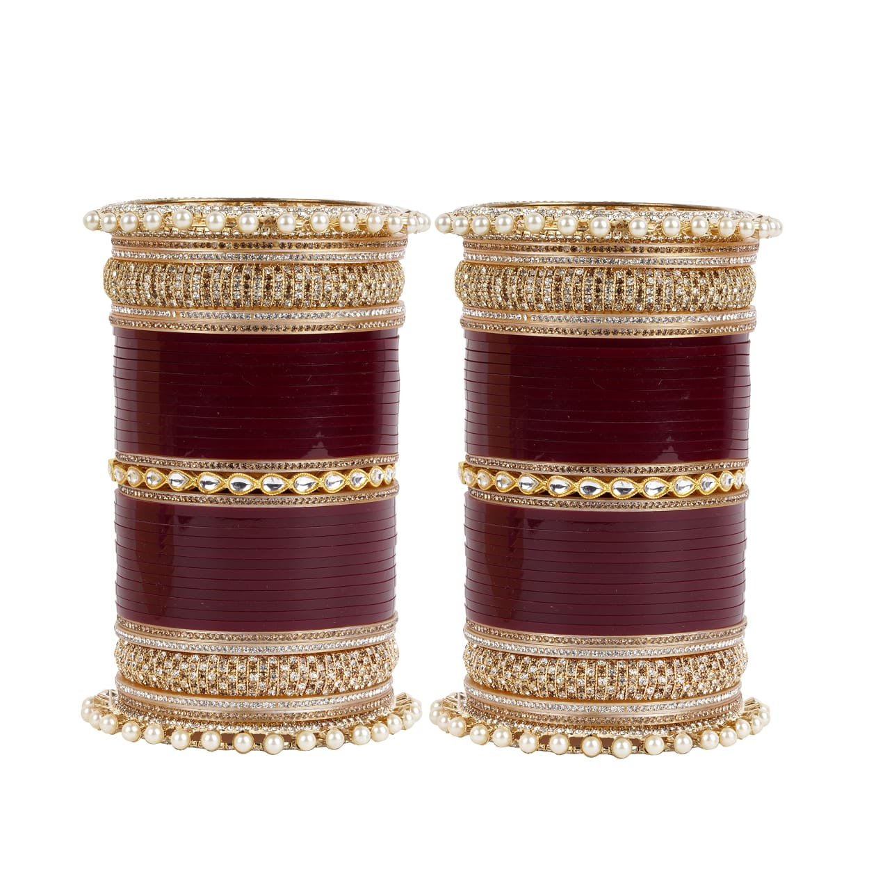 Archu bangles with double Kundan pearls