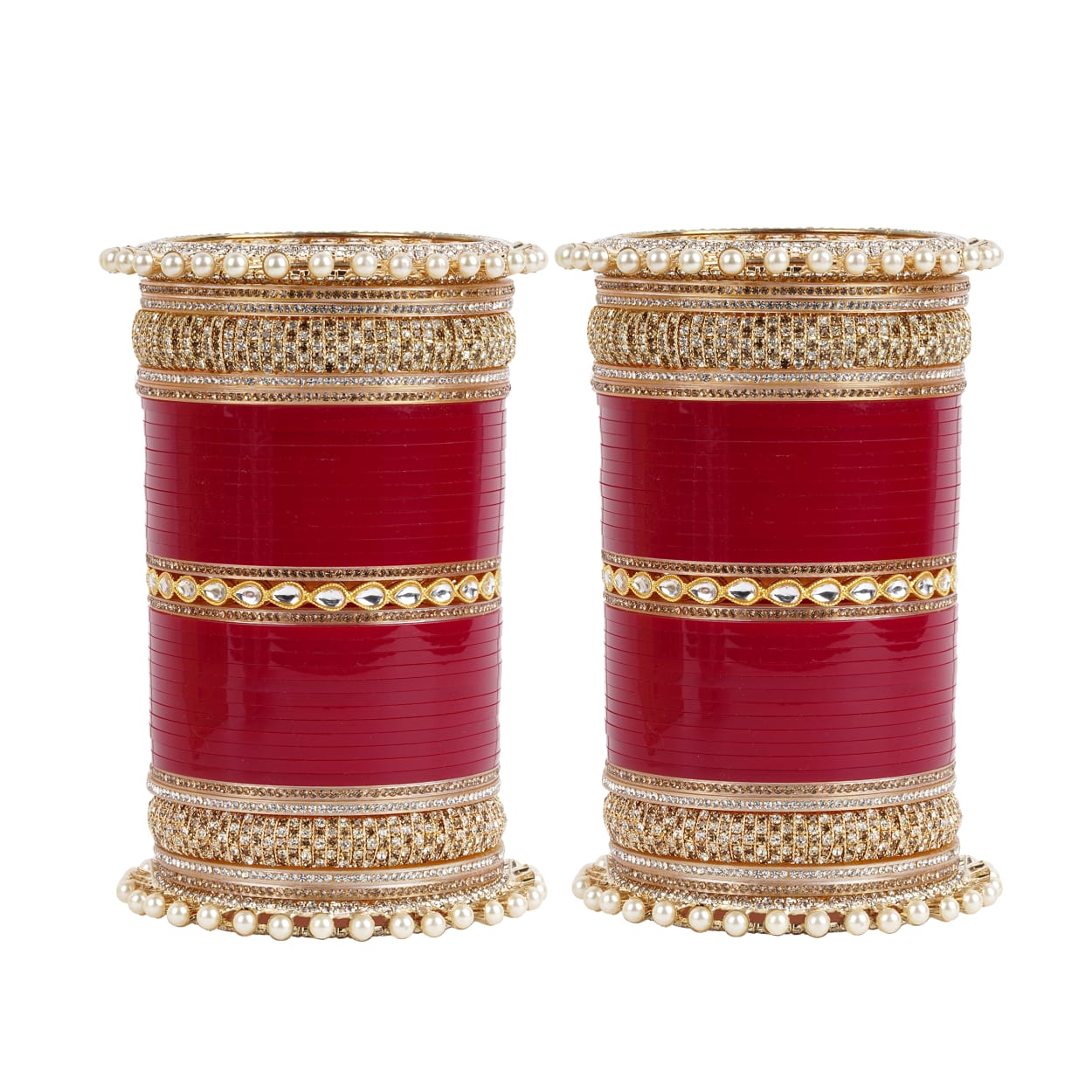 Archu bangles with double Kundan pearls