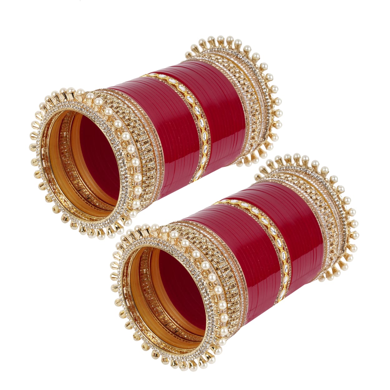Archu bangles with double Kundan pearls