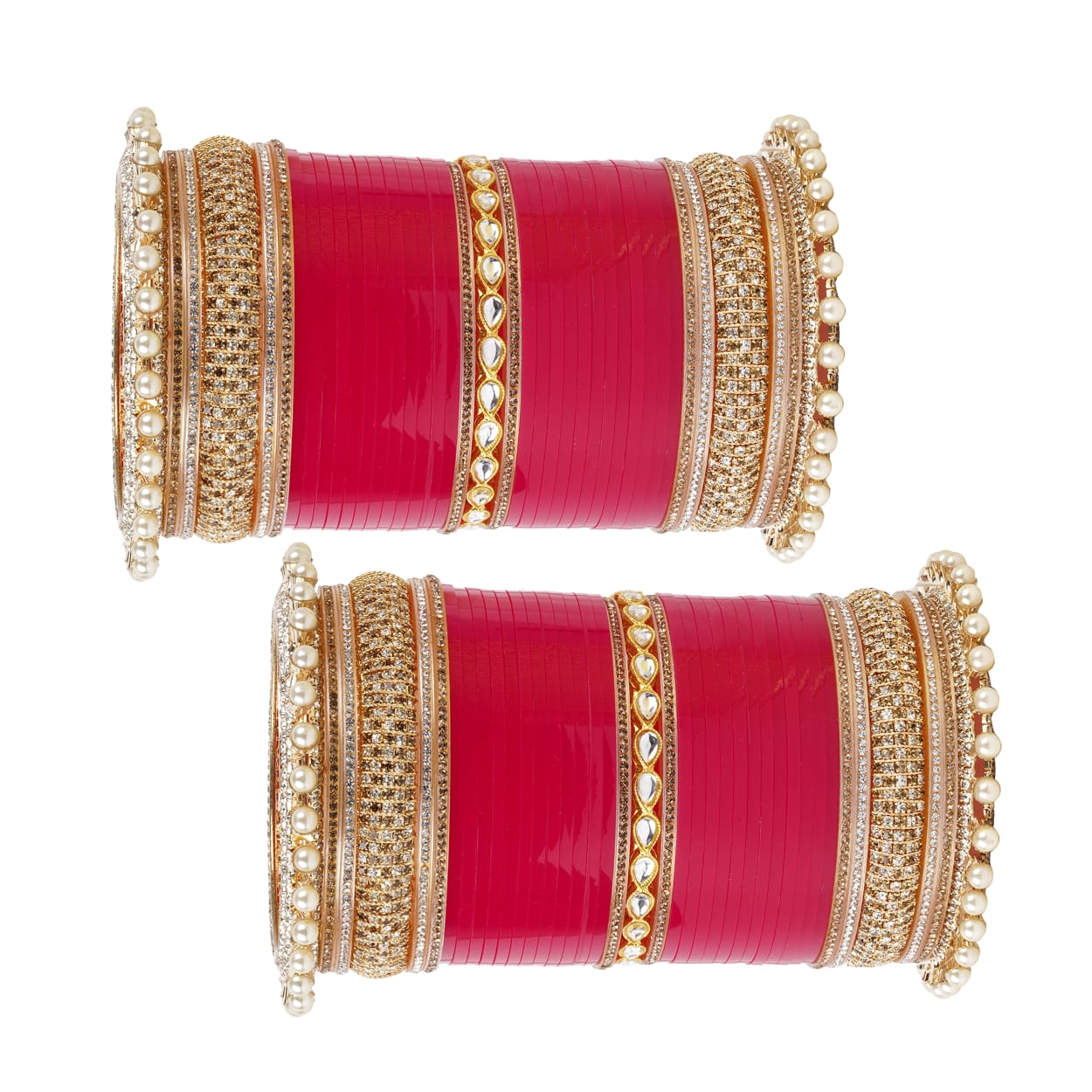 Archu bangles with double Kundan pearls