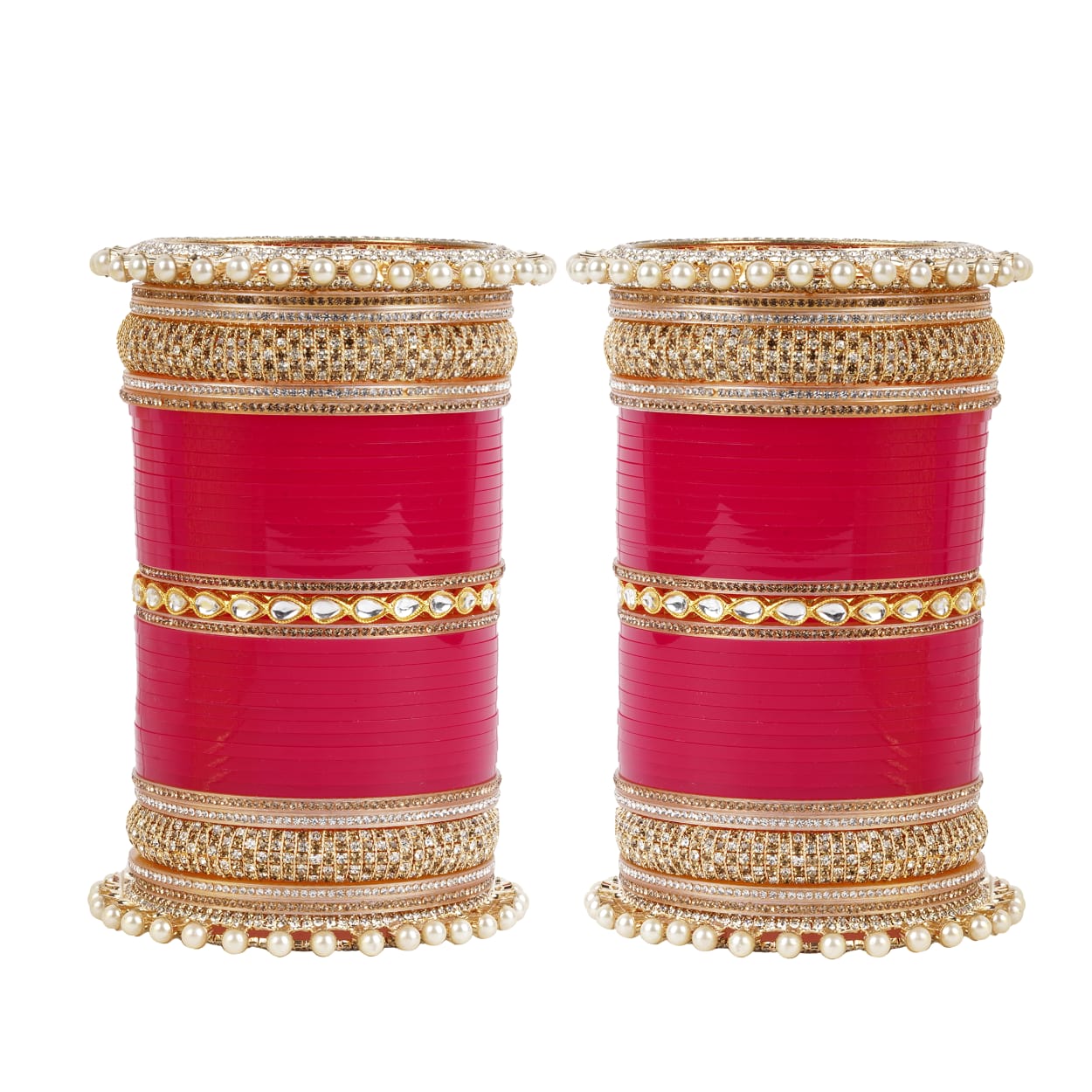 Archu bangles with double Kundan pearls