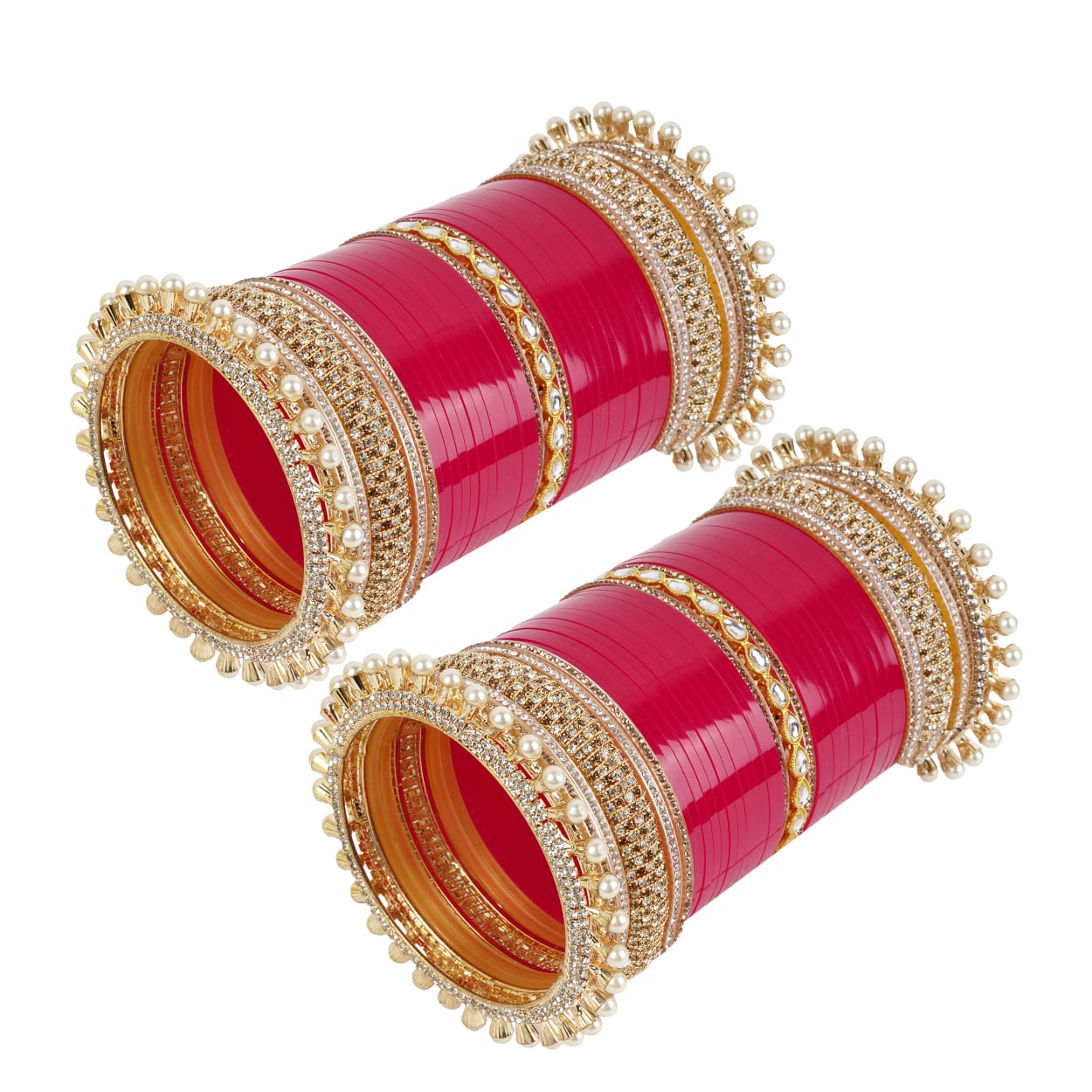 Archu bangles with double Kundan pearls