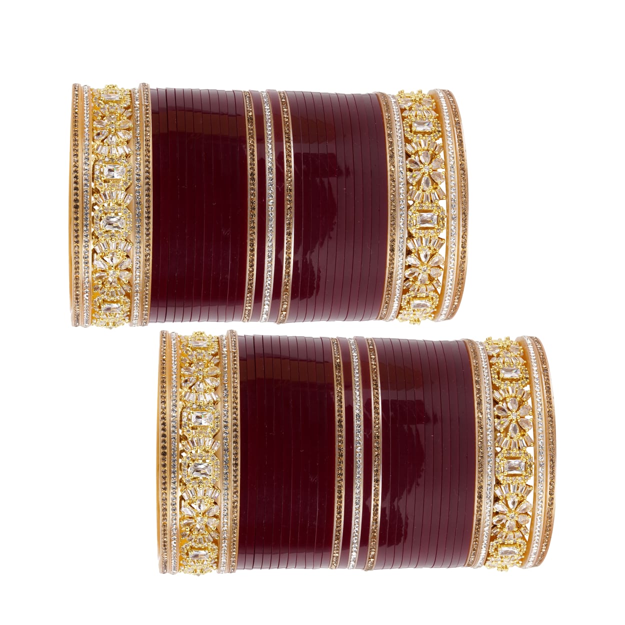 Antique bridal bangles Double reverse AD stone