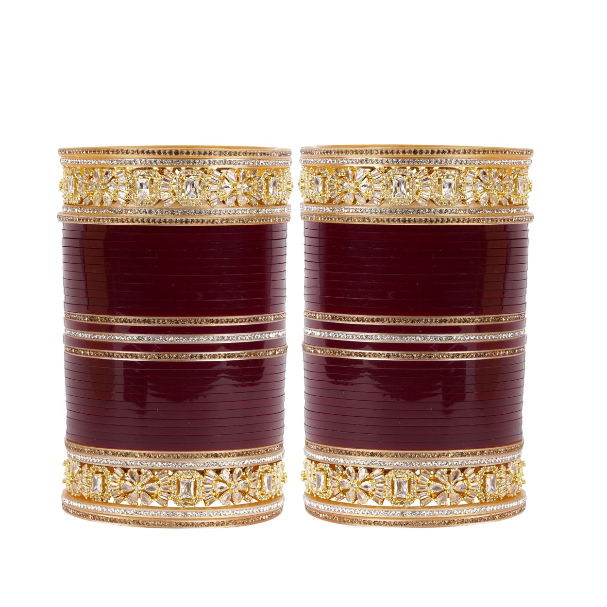 Antique bridal bangles Double reverse AD stone