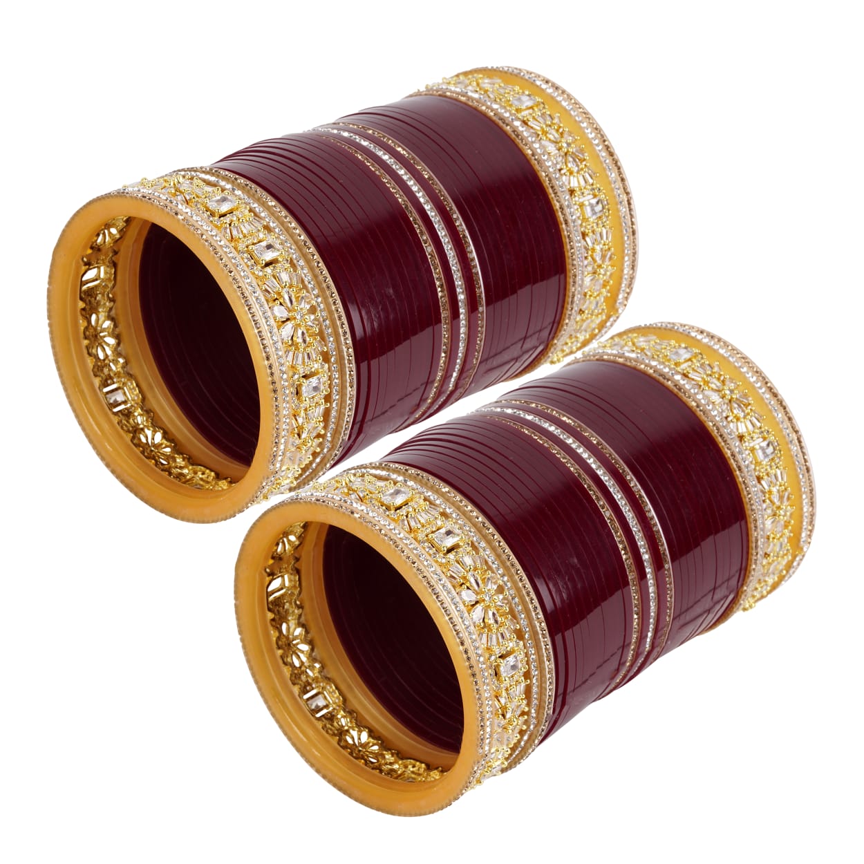 Antique bridal bangles Double reverse AD stone