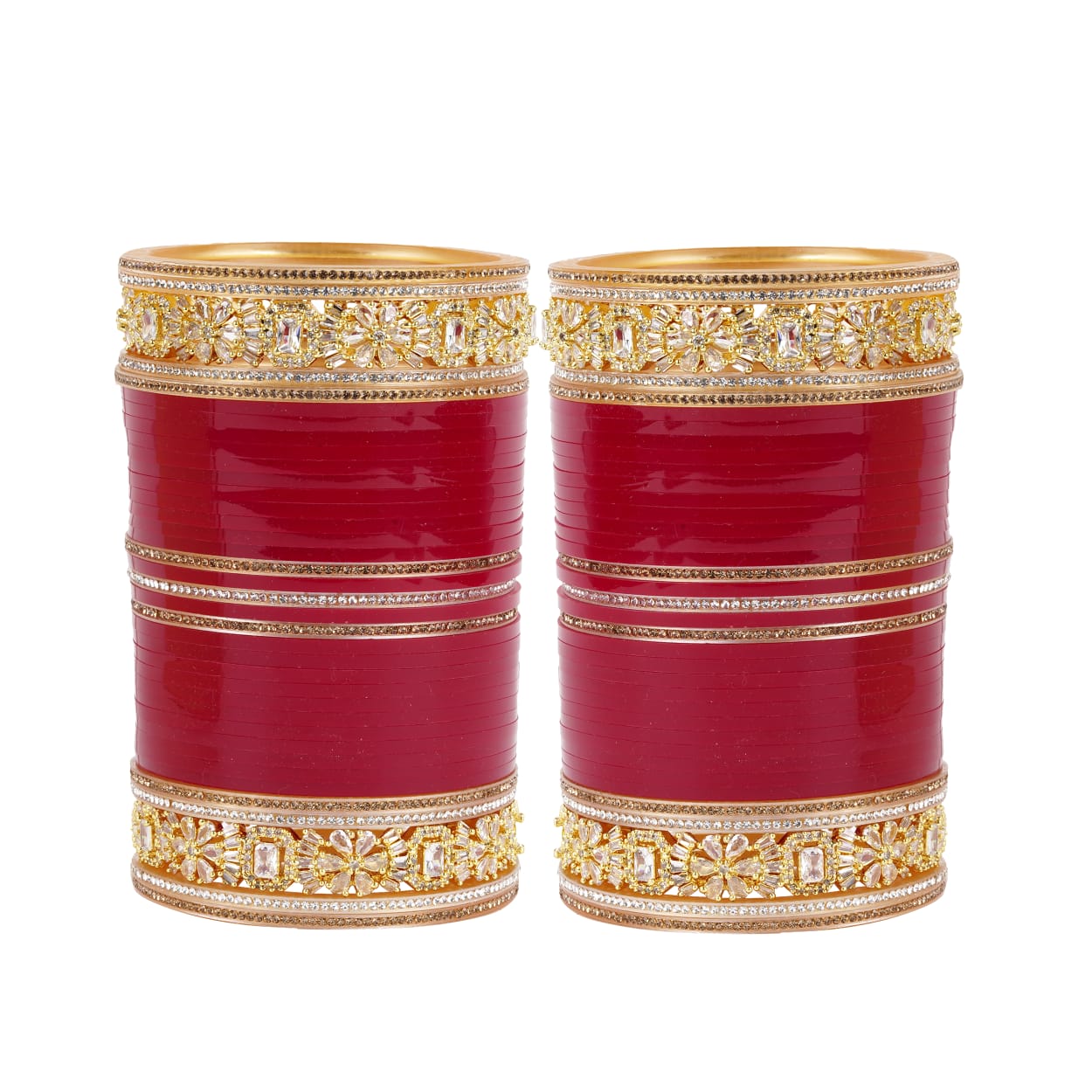 Antique bridal bangles Double reverse AD stone