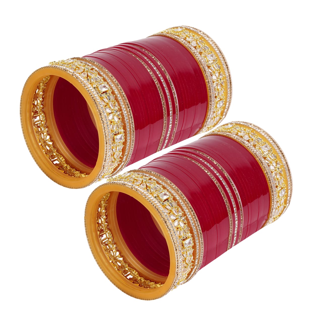 Antique bridal bangles Double reverse AD stone