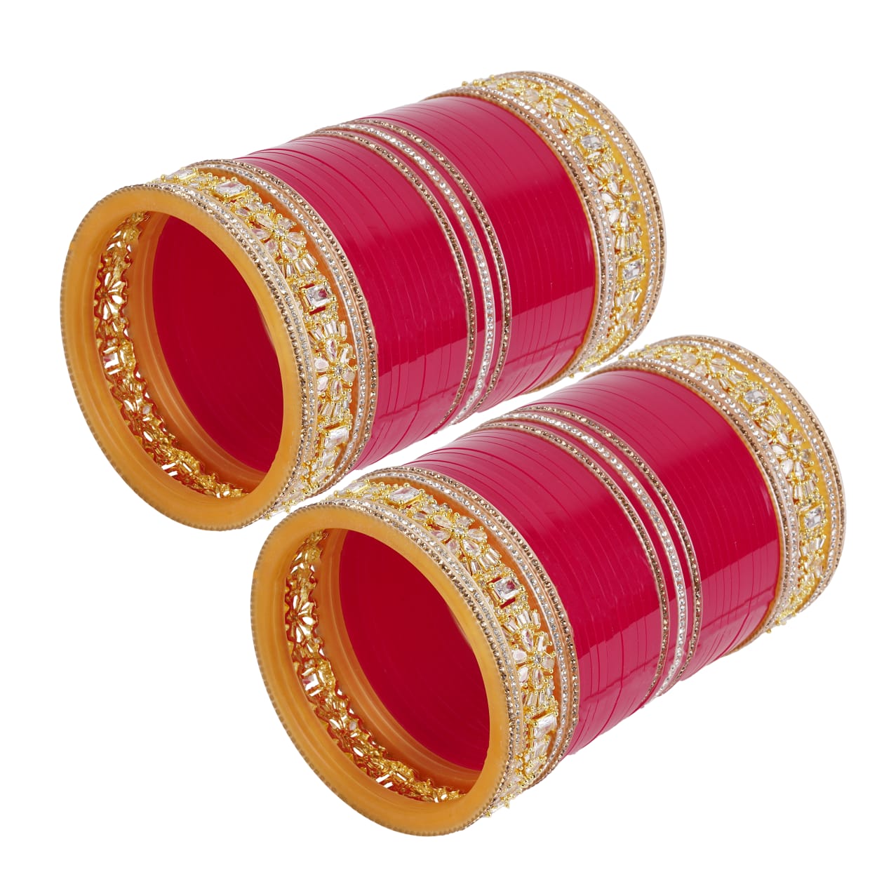 Antique bridal bangles Double reverse AD stone