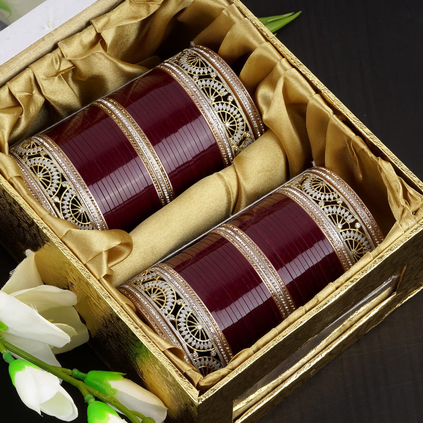 Bridal Chura with semicircle designed AD