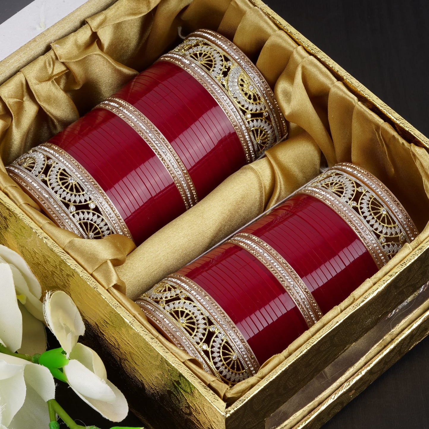 Bridal Chura with semicircle designed AD