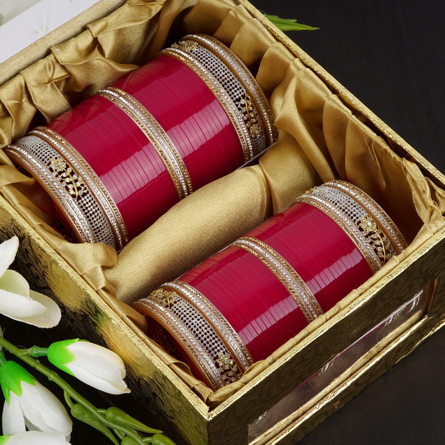 Traditional Bridal bangles with AD Kada