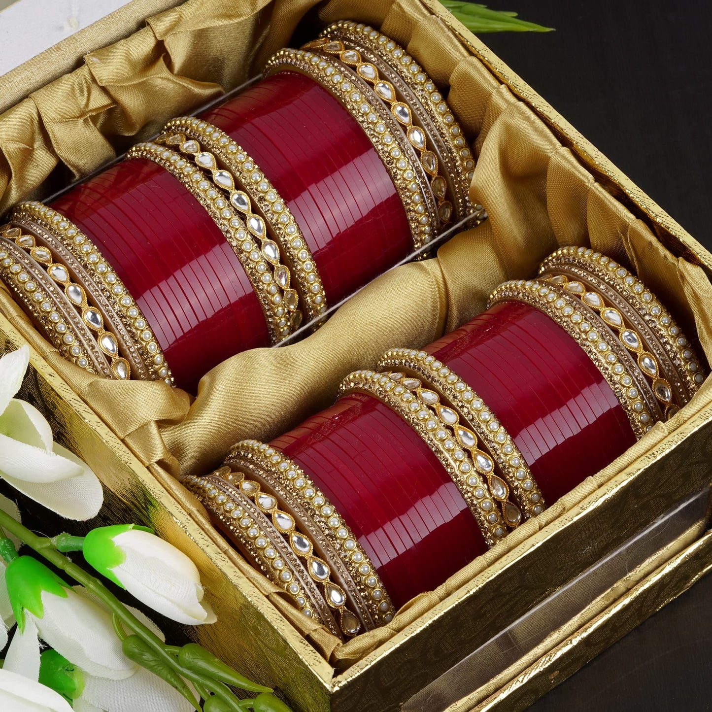 Archu's Bridal Bangles with Premium Kundan Kada