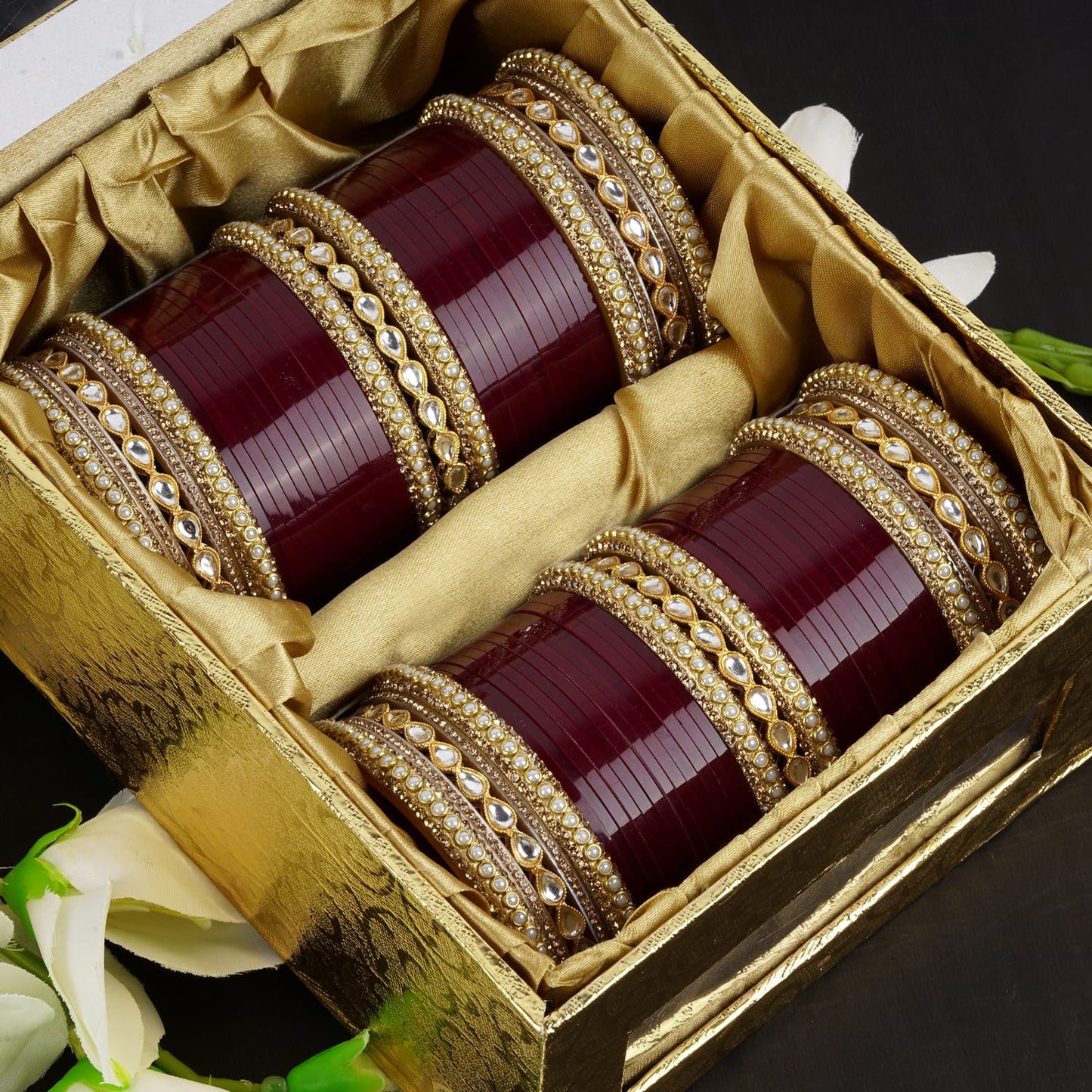 Archu's Bridal Bangles with Premium Kundan Kada