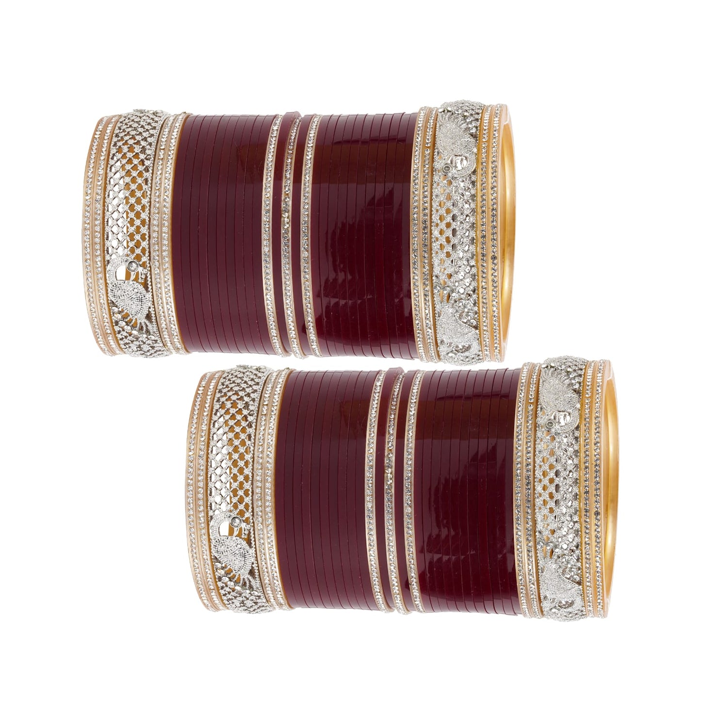 Stylish Bangles for bride with AD tuned Peacock shape