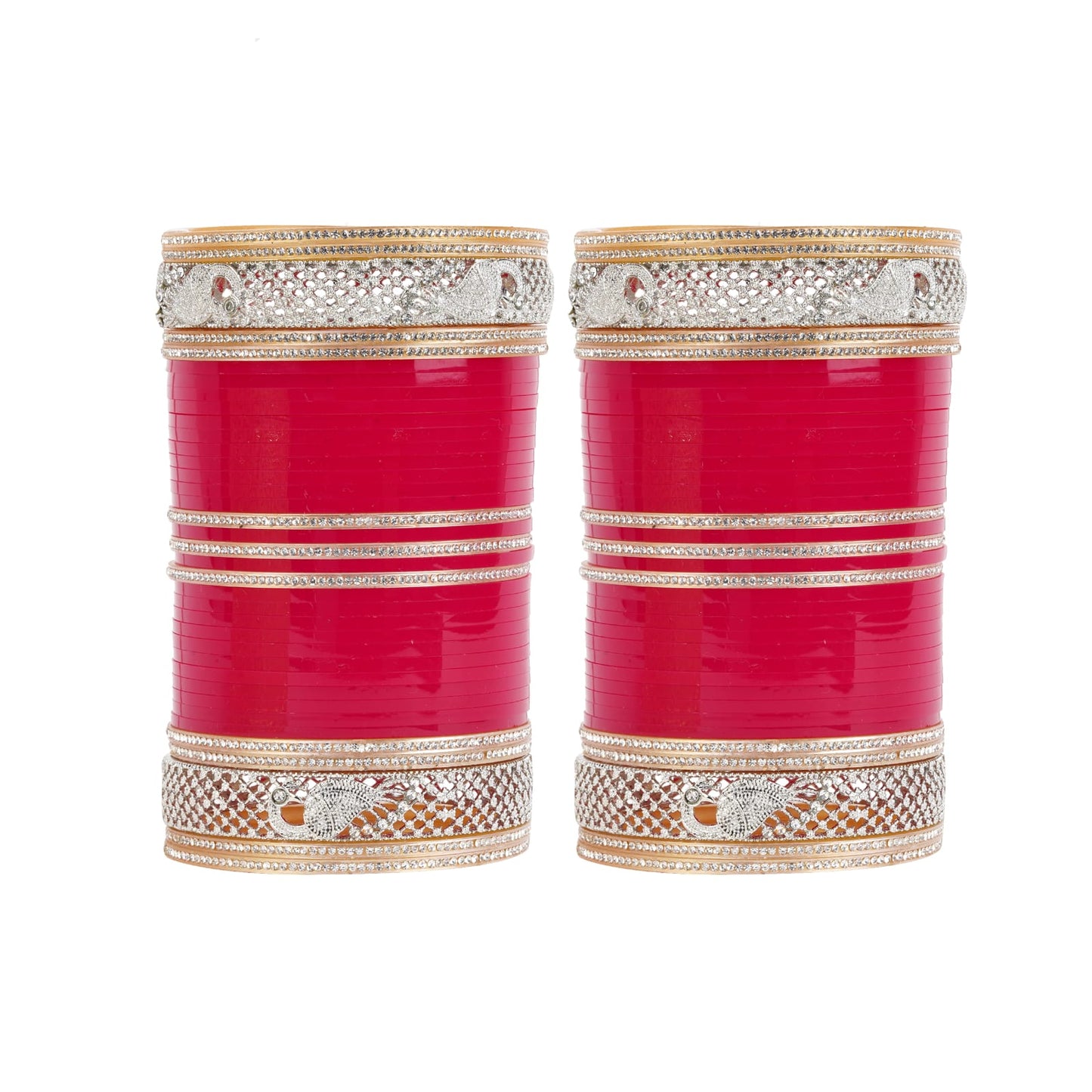 Stylish Bangles for bride with AD tuned Peacock shape
