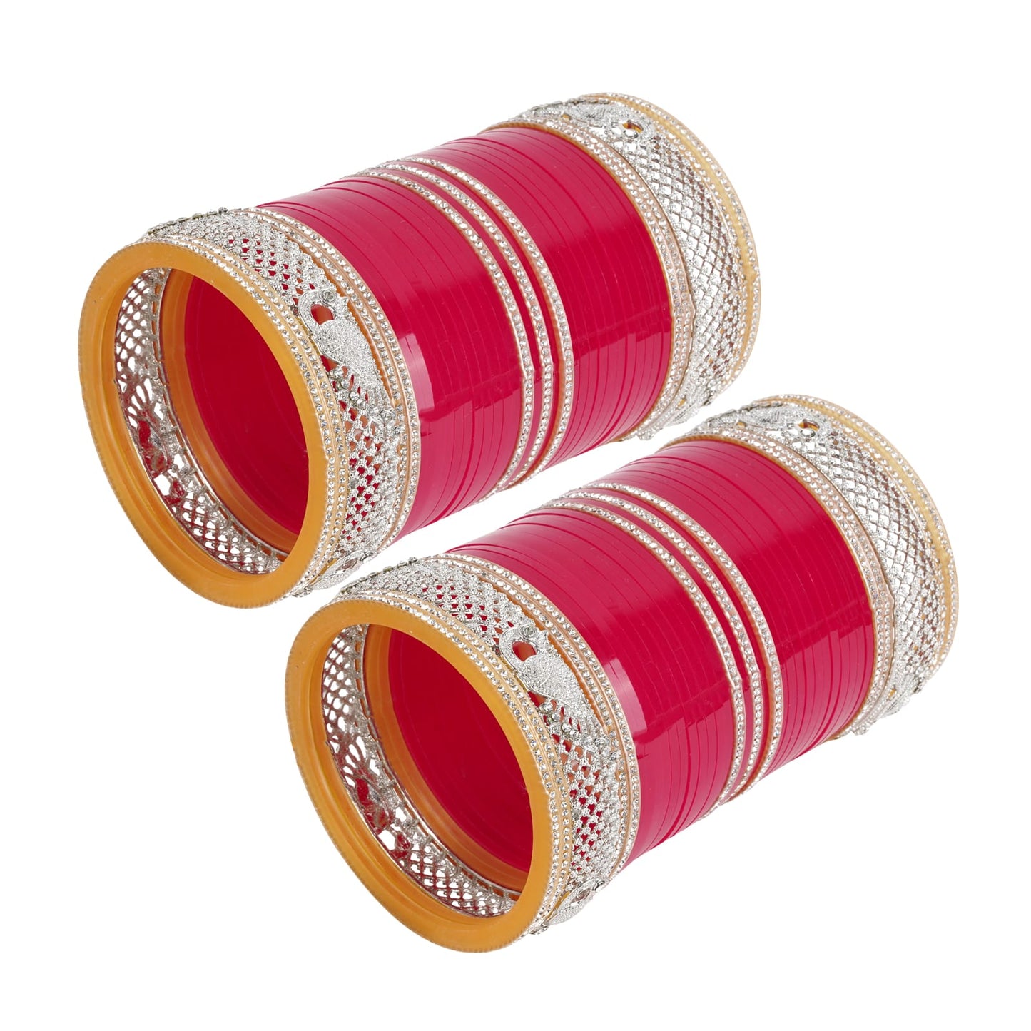 Stylish Bangles for bride with AD tuned Peacock shape