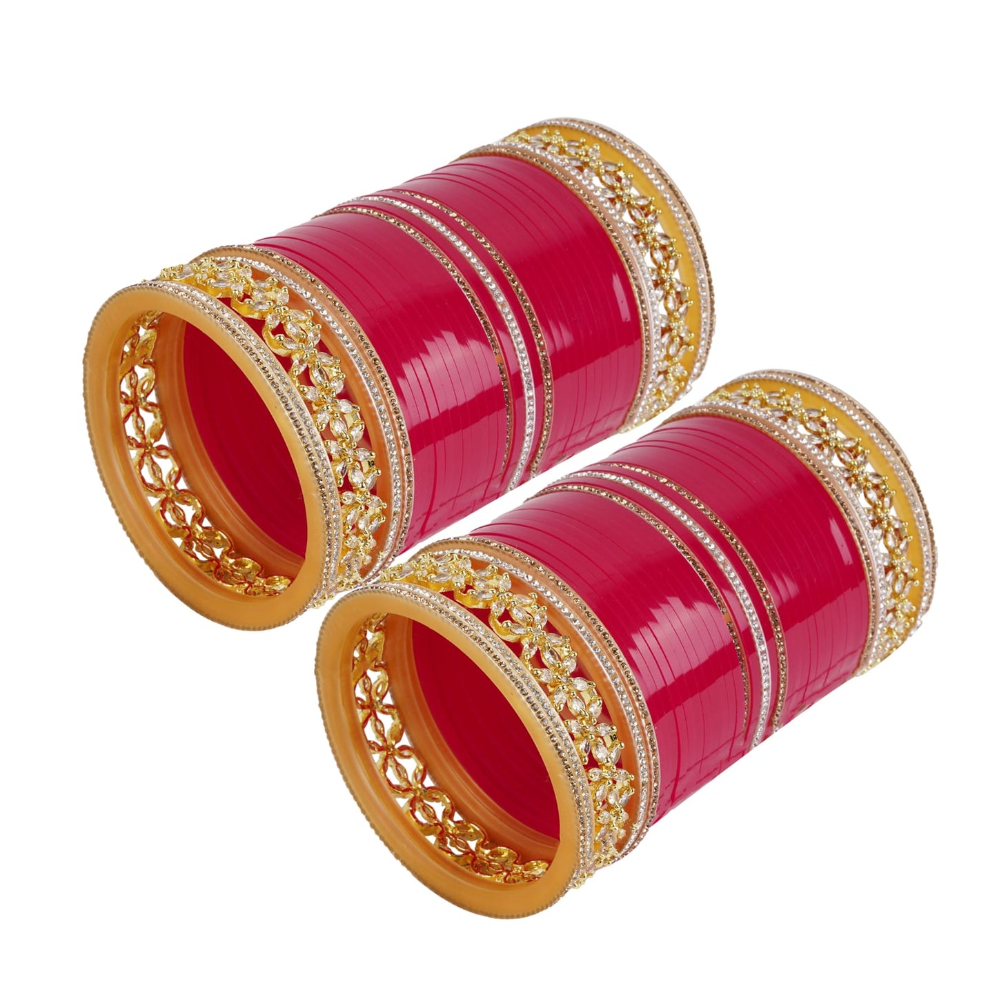 Premium Bridal Bangles with Flowers AD tuned