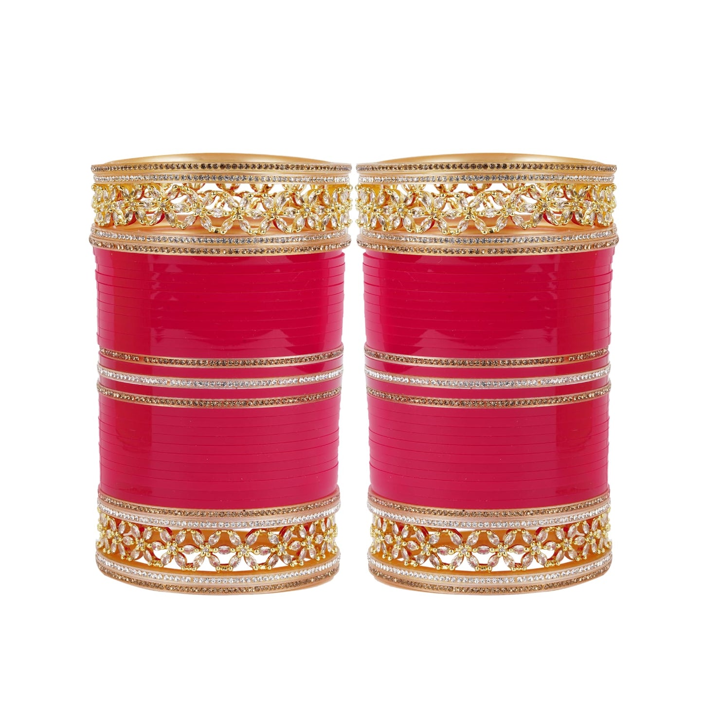 Premium Bridal Bangles with Flowers AD tuned