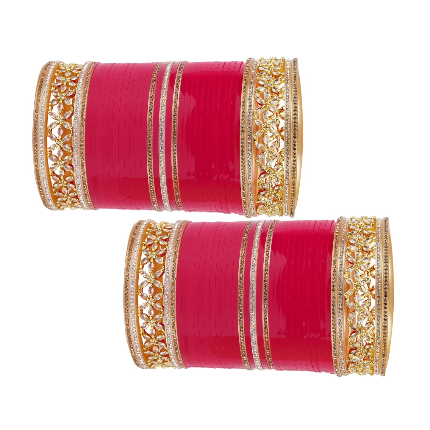 Premium Bridal Bangles with Flowers AD tuned