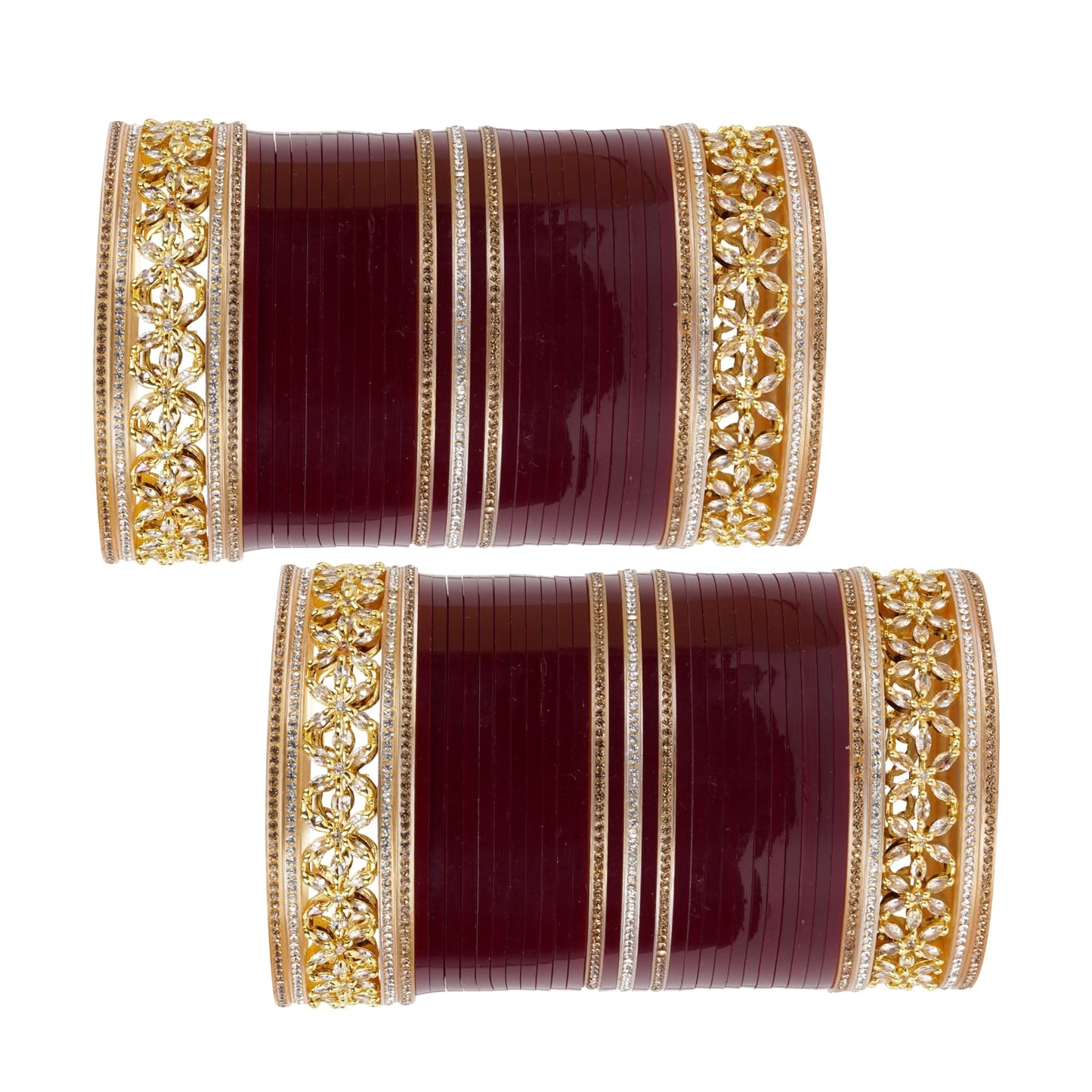 Premium Bridal Bangles with Flowers AD tuned