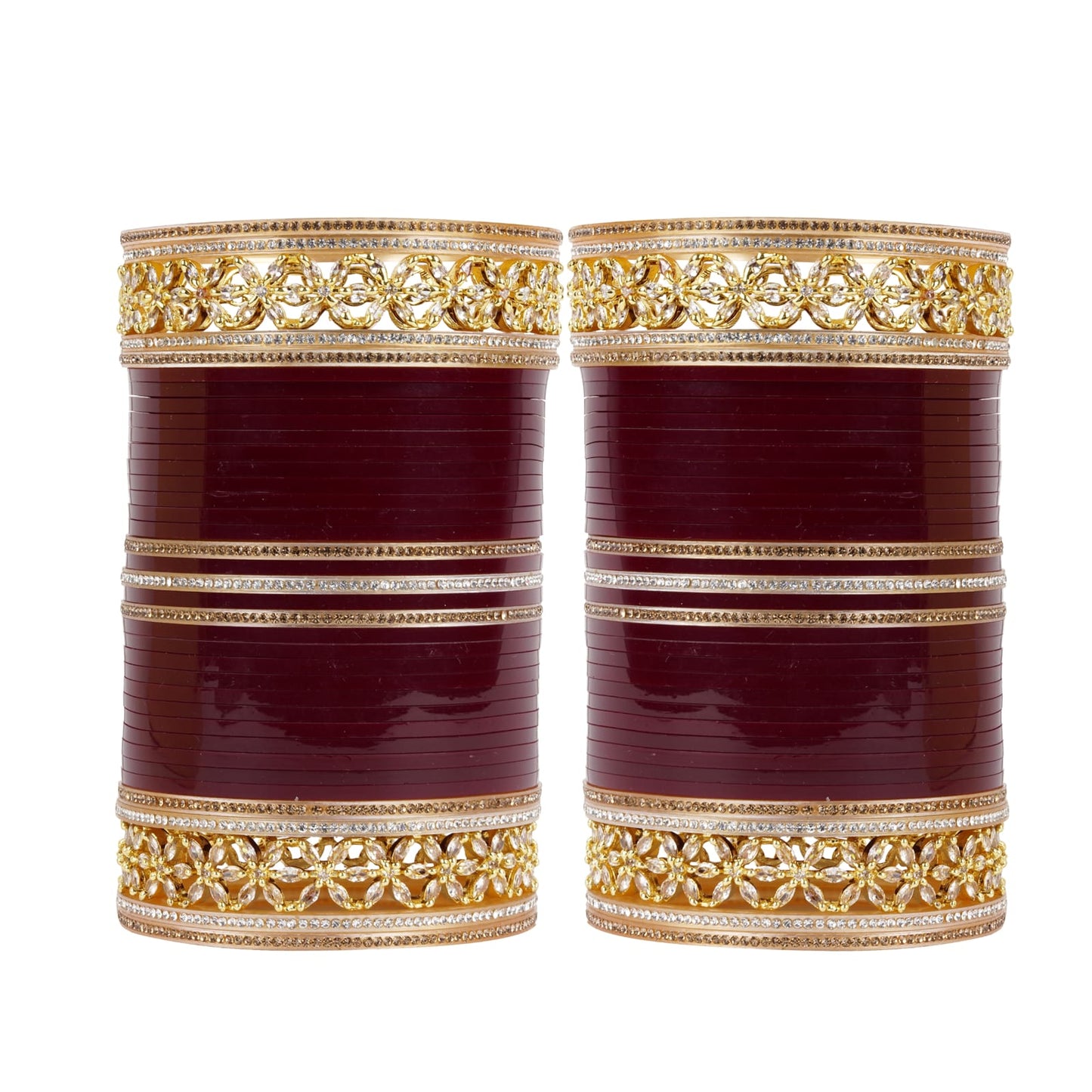 Premium Bridal Bangles with Flowers AD tuned
