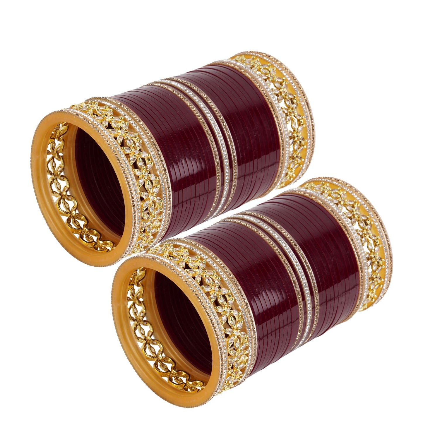 Premium Bridal Bangles with Flowers AD tuned
