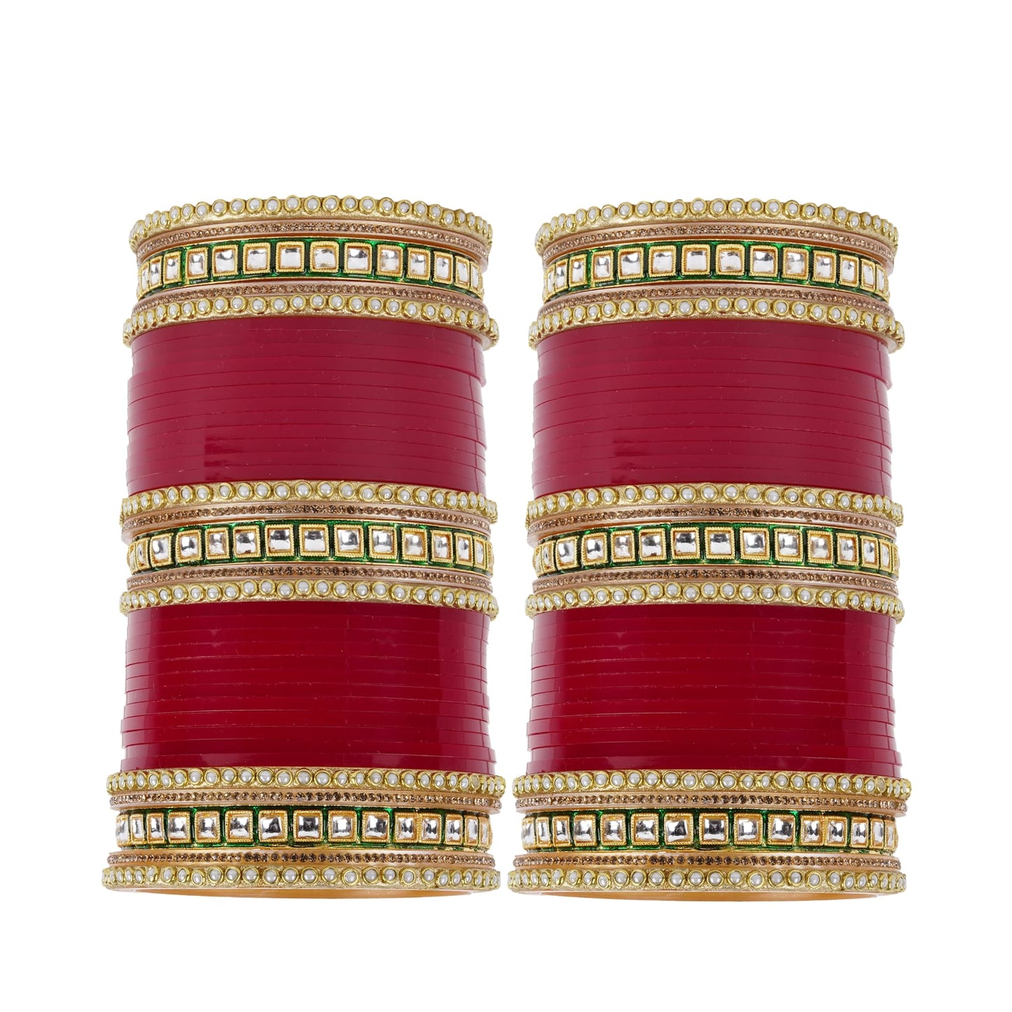 Meenakari Chura with Green Kundan