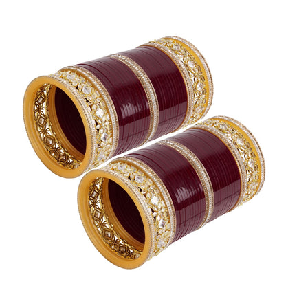Antique bridal bangles with large reverse AD tuned