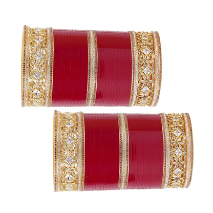 Antique bridal bangles with large reverse AD tuned