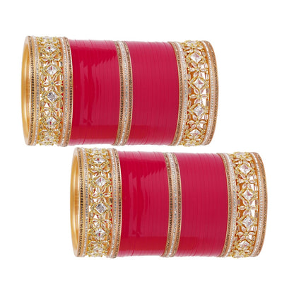 Antique bridal bangles with large reverse AD tuned