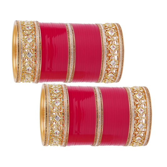 Antique bridal bangles with large reverse AD tuned