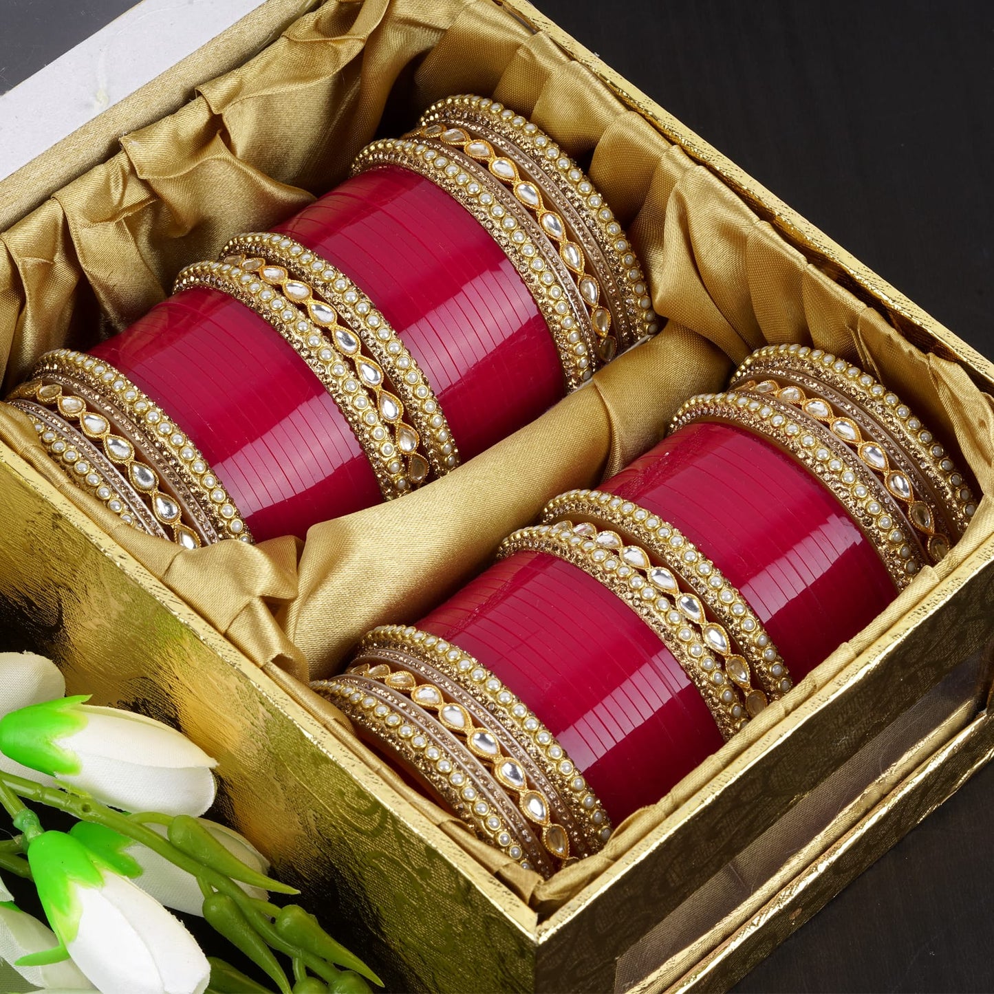 Archu's  Bridal Bangles with  Premium Kundan Kada