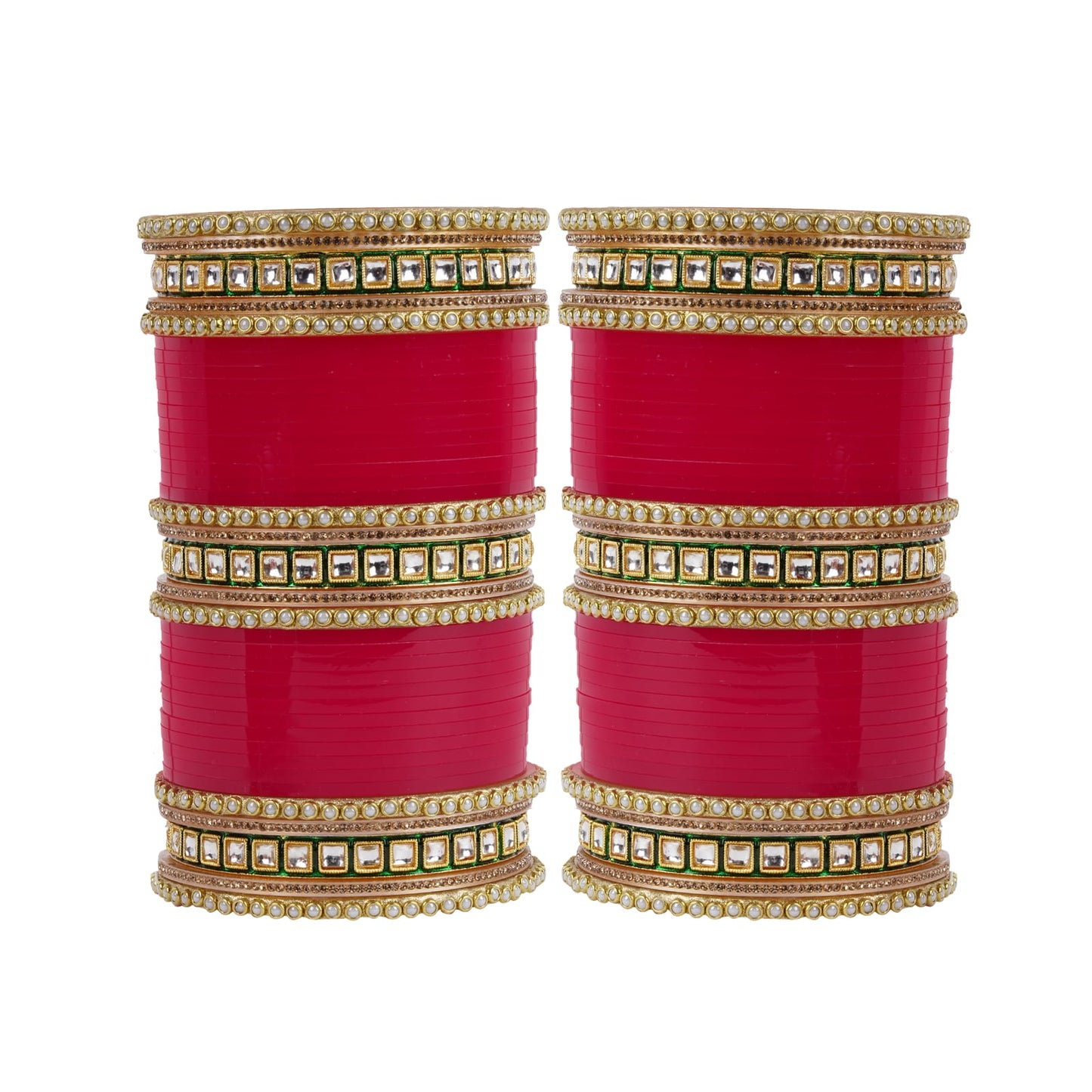 Meenakari Chura with Green Kundan