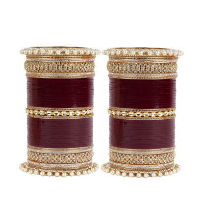 Archu bangles with double Kundan pearls